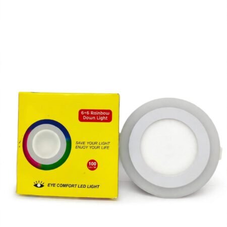 6+6W Rainbow Dual-Color Ambient Down Panel Light - Angle View