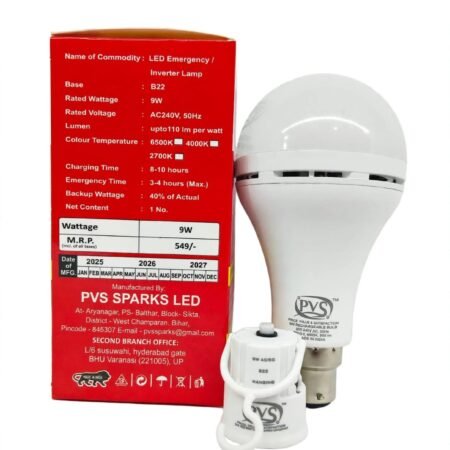 9W AC/DC Rechargeable Emergency Inverter LED Bulb - Angle View